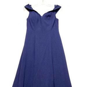 Kleinfeld Bridal Party Line Dress Womens 2 Deep Blue Bra Padded Lined Side Slit